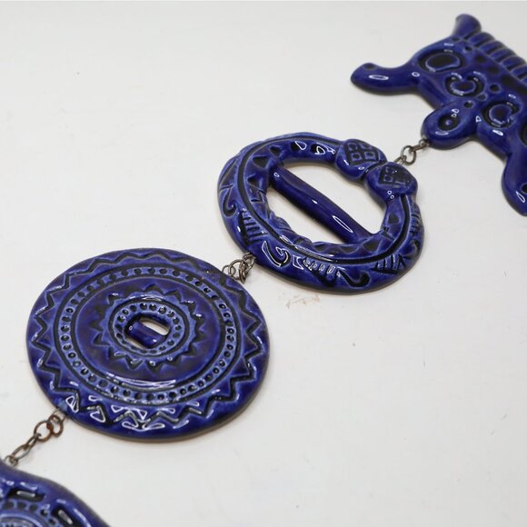 Vintage Scandinavian Ceramic Wall Hanging Art Danish Nordic Art Pottery MCM Blue - Picture 4 of 13